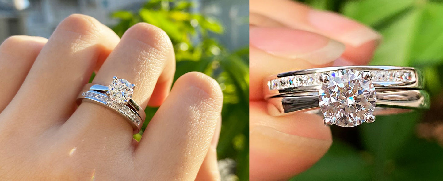 Ring Wedding Band White Yellow Gold Jewelry Luxury Solitaire