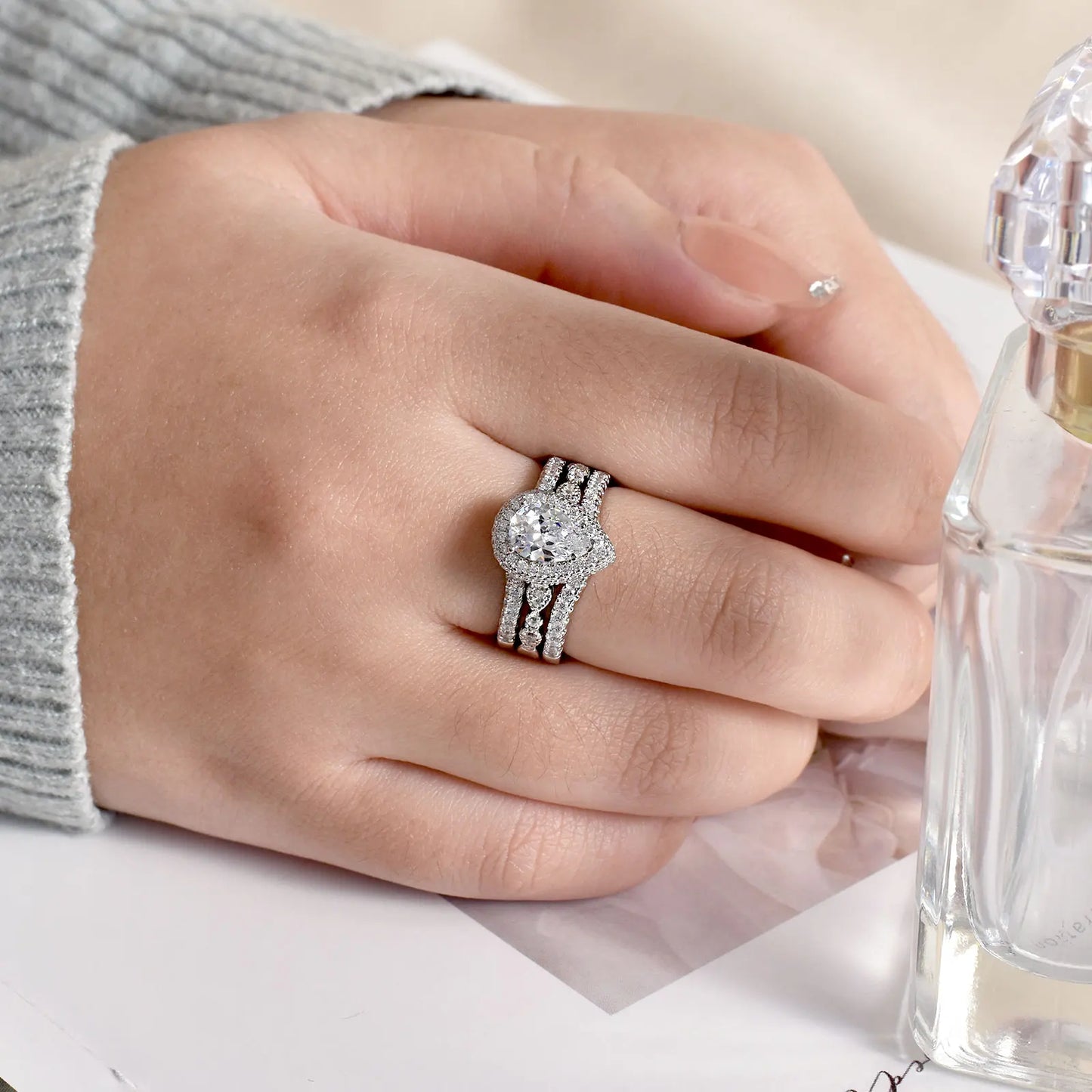 Silver Engagement Ring Enhancer Wedding Band for Women