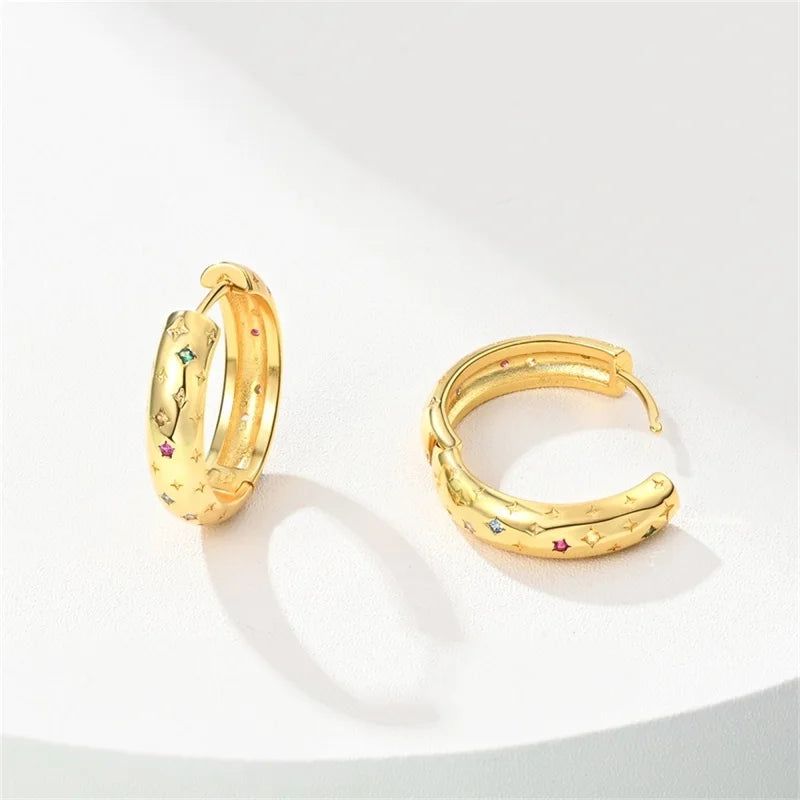 Classic Earrings 925 Silver Stars Moons Jewelry Gift