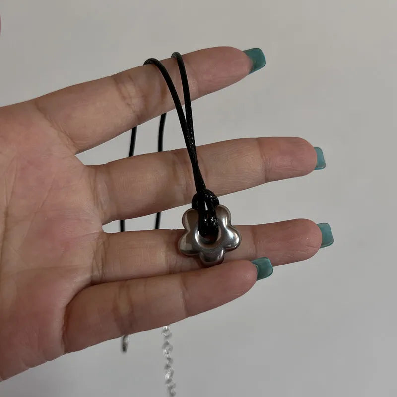 Fashion Hollow Titanium Steel Star Pentagram Pendant Necklace for Women Men Black