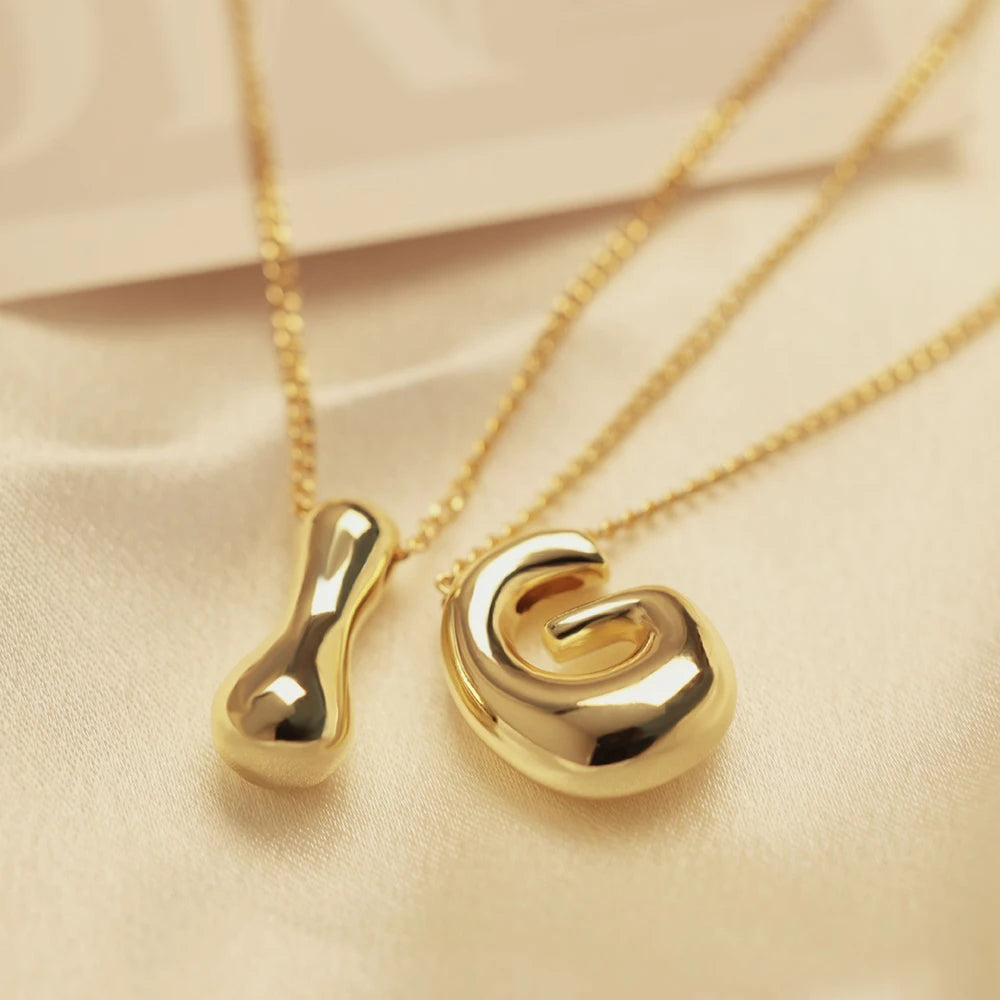 Necklace for Women Girls Chunky Bubble Letter Pendant Necklaces Trendy Collar Jewelry Gift