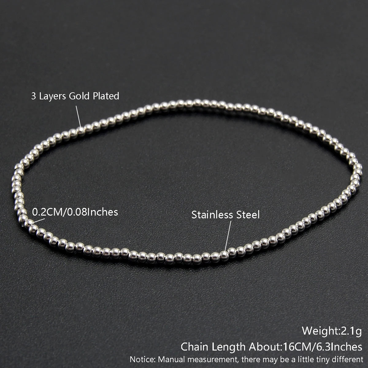 Bracelets Gold Sliver Color  Beaded Bracelet For Women Men Jewelry