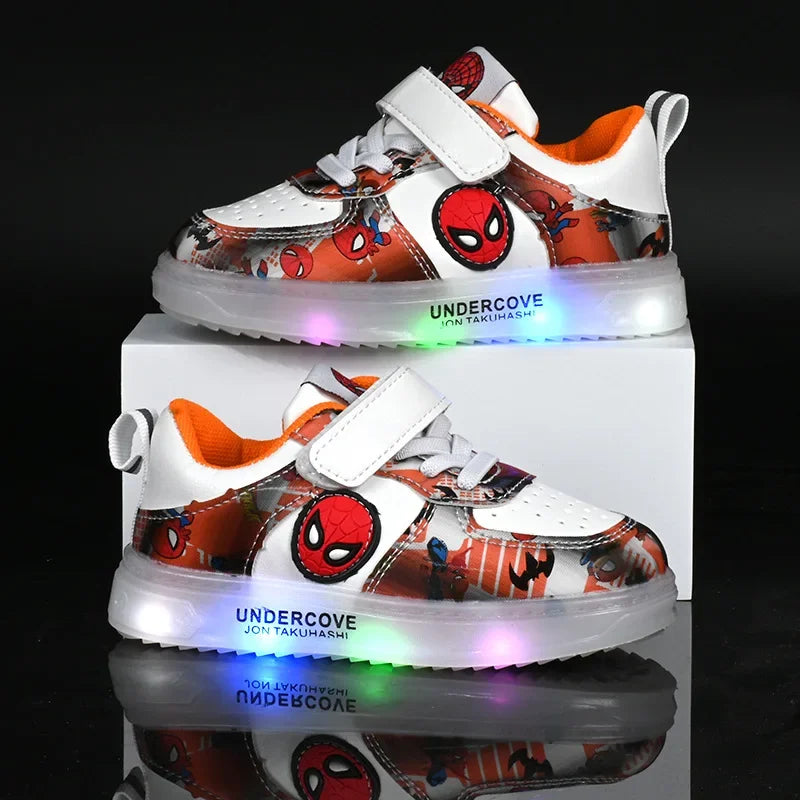Disney Led Light Shoes for Kids Fashion Cartoon Spiderman
