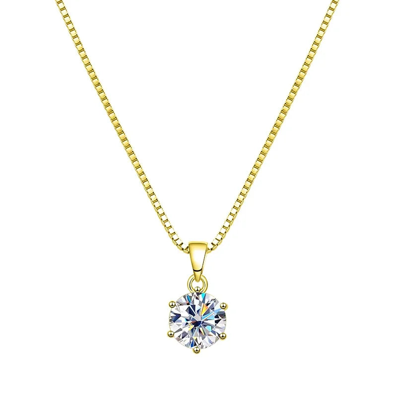 Necklace For Women 6 Prong 100% 925 Sterling Silver Wedding Party Bridal Fine Jewelry