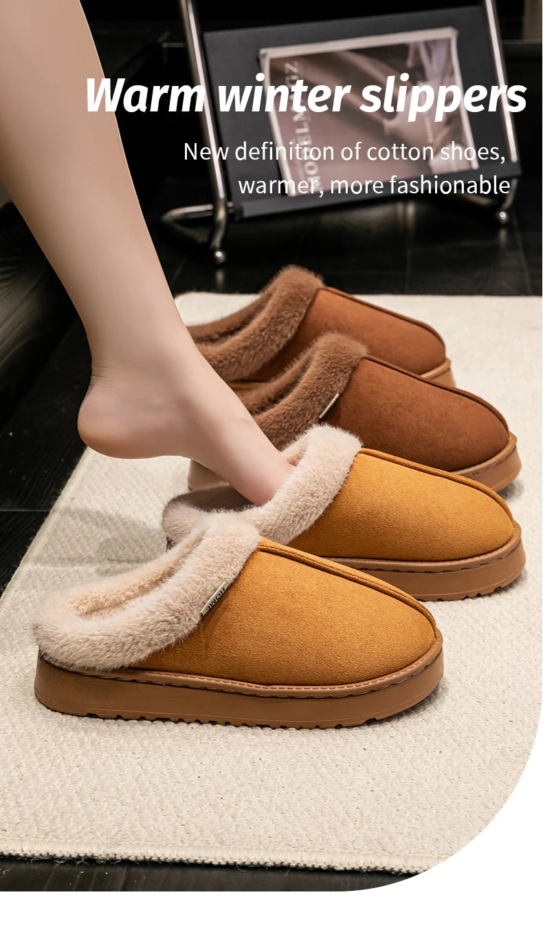 Fashion Women Fluffy Slippers for Autumn and Warm Unisex Slippers for Winter