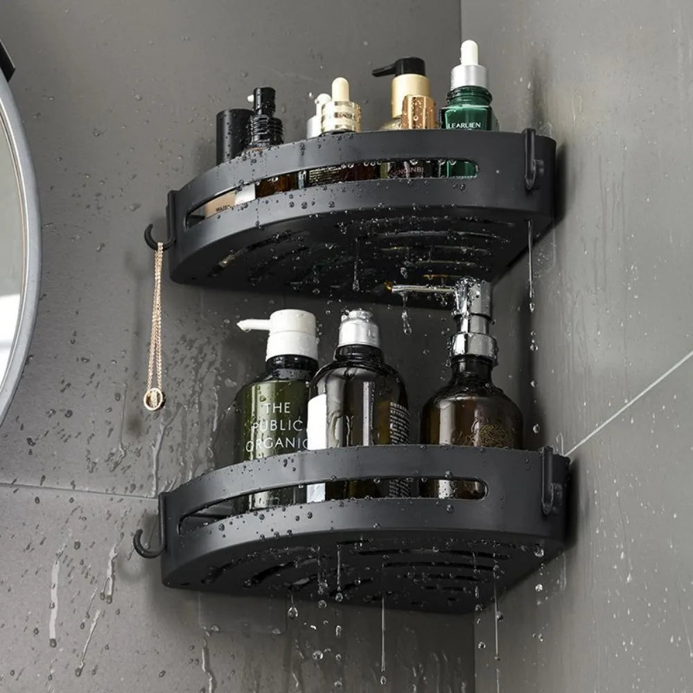 Shelf Storage Upgraded Waterproof Bathroom Organizer Shampoo & Towel Holder Wall Mount