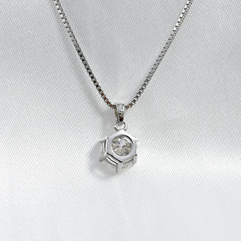 Necklace For Women 6 Prong 100% 925 Sterling Silver Wedding Party Bridal Fine Jewelry