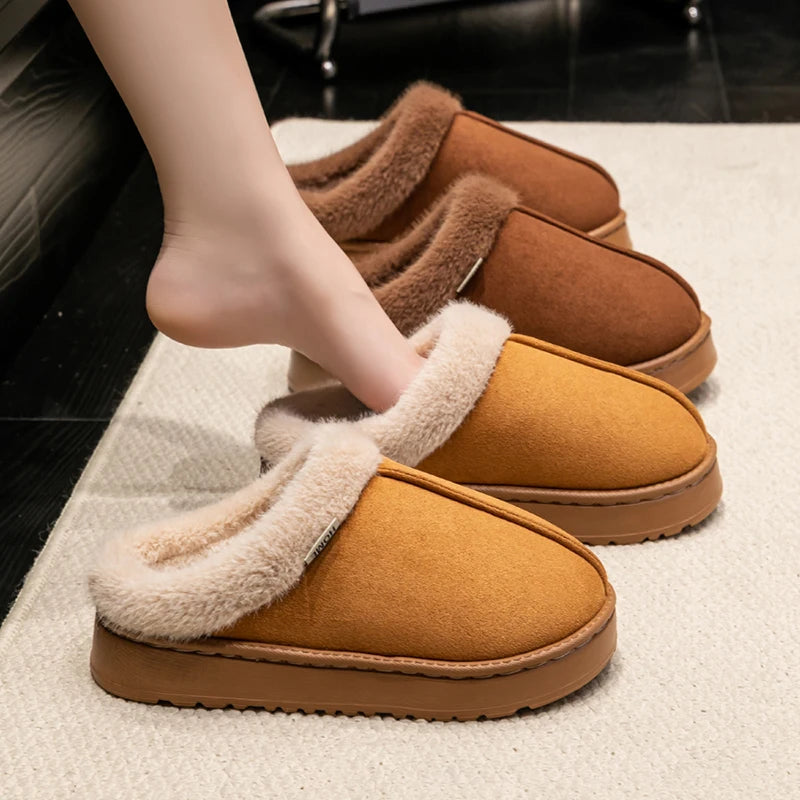Fashion Women Fluffy Slippers for Autumn and Warm Unisex Slippers for Winter
