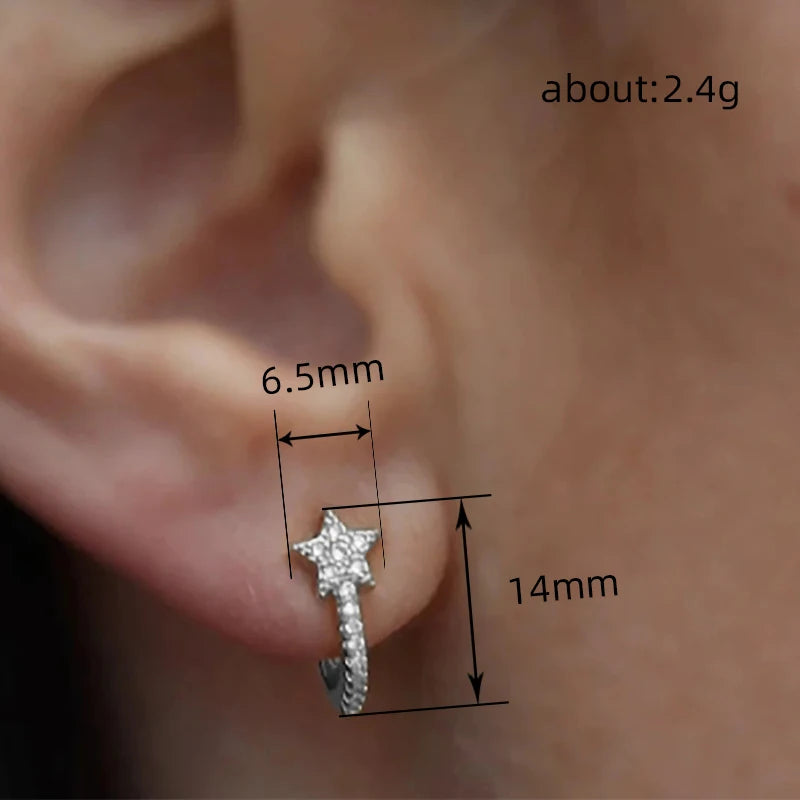 Earrings with Dazzling CZ Simple Stylish Ear Accessories for Women Silver Color Exquisite Girls Jewelry