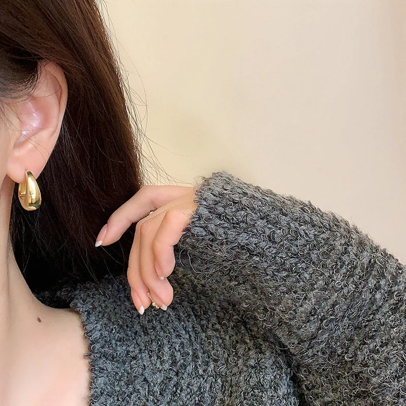 Earrings Metallic Geometric Ear Buckle Minimalist Style