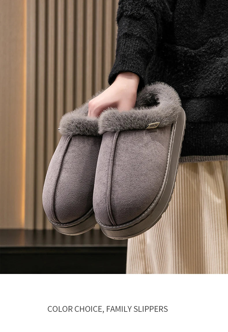 Fashion Women Fluffy Slippers for Autumn and Warm Unisex Slippers for Winter