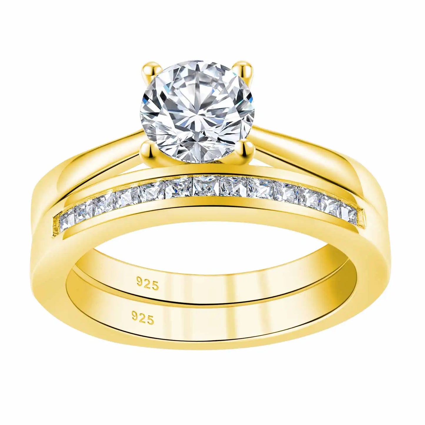 Ring Wedding Band White Yellow Gold Jewelry Luxury Solitaire