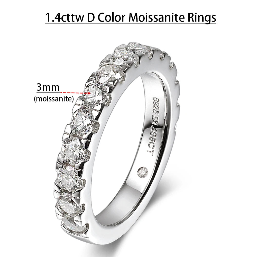 Rings Set for Women Man Wedding Bridal Gift 100% S925 Sterling Silver Row Rings Fine Jewelry