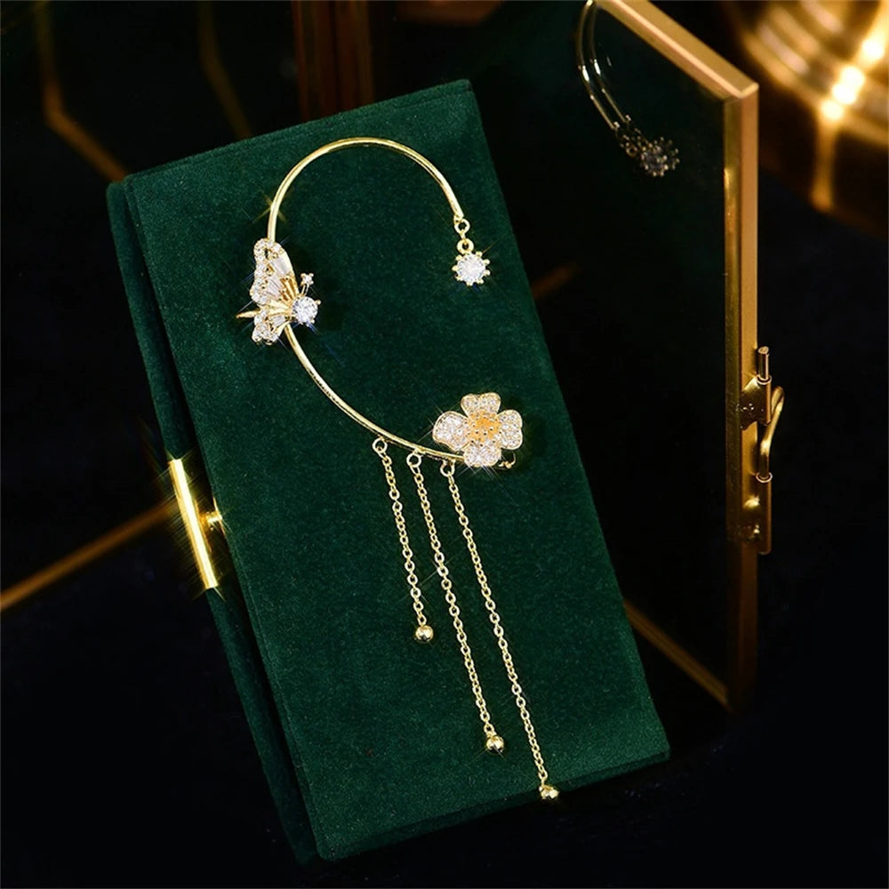 Shiny Zircon Korea Style Copper Earring Without Piercing Jewelry