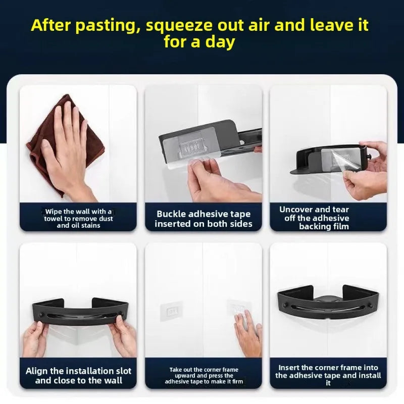 Shelf Storage Upgraded Waterproof Bathroom Organizer Shampoo & Towel Holder Wall Mount