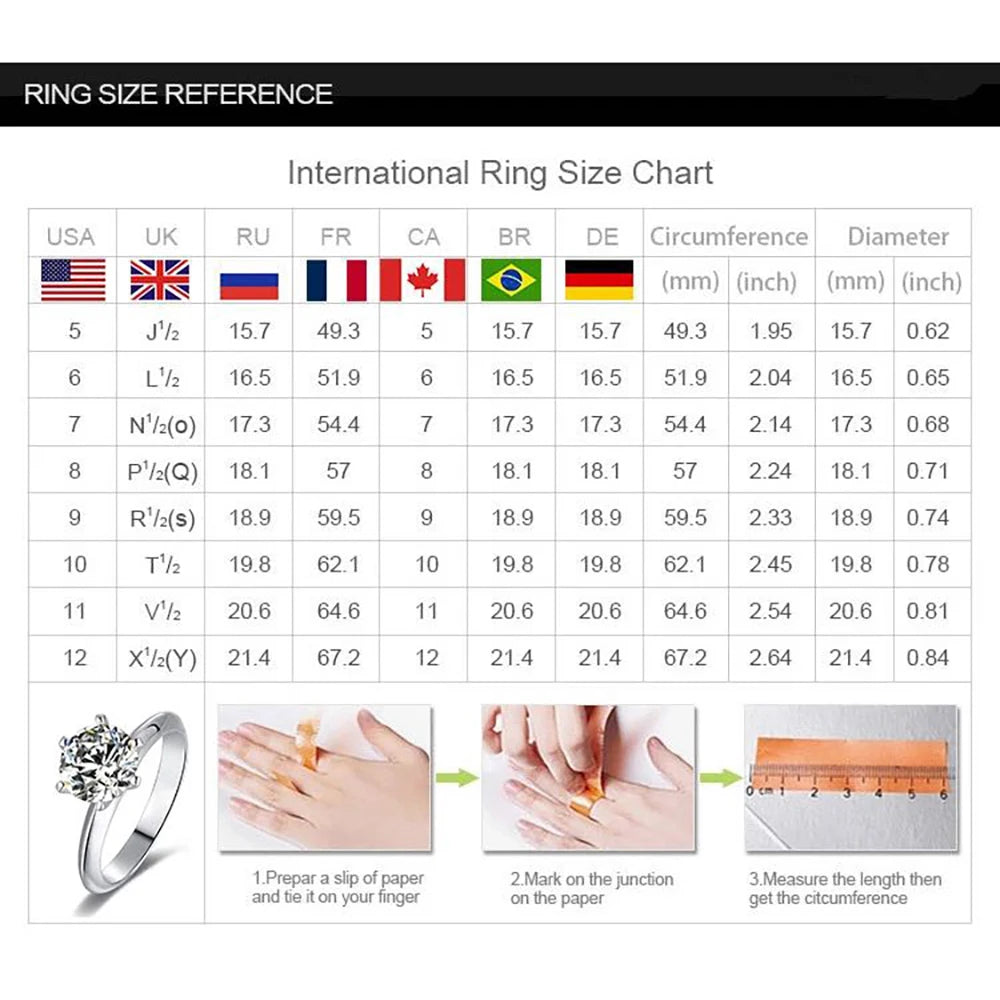 Rings Set for Women Man Wedding Bridal Gift 100% S925 Sterling Silver Row Rings Fine Jewelry