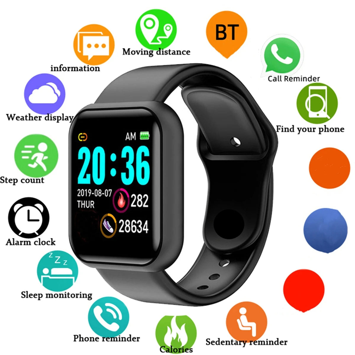 Smartwatch Men Women Wristwatches Smart Watch Message Fitness Monitor