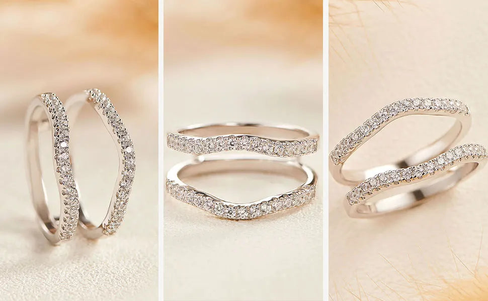 Silver Engagement Ring Enhancer Wedding Band for Women