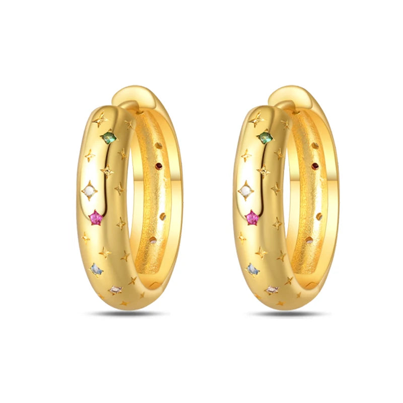 Classic Earrings 925 Silver Stars Moons Jewelry Gift