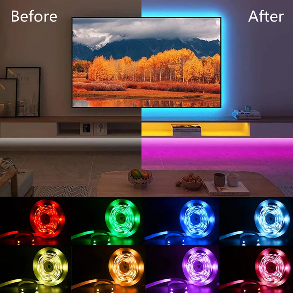 Led Strip Lights APP 44Keys Music Sync Remote Control USB 5V RGB Flexible Tape for Room Decoration TV Backlight Diode