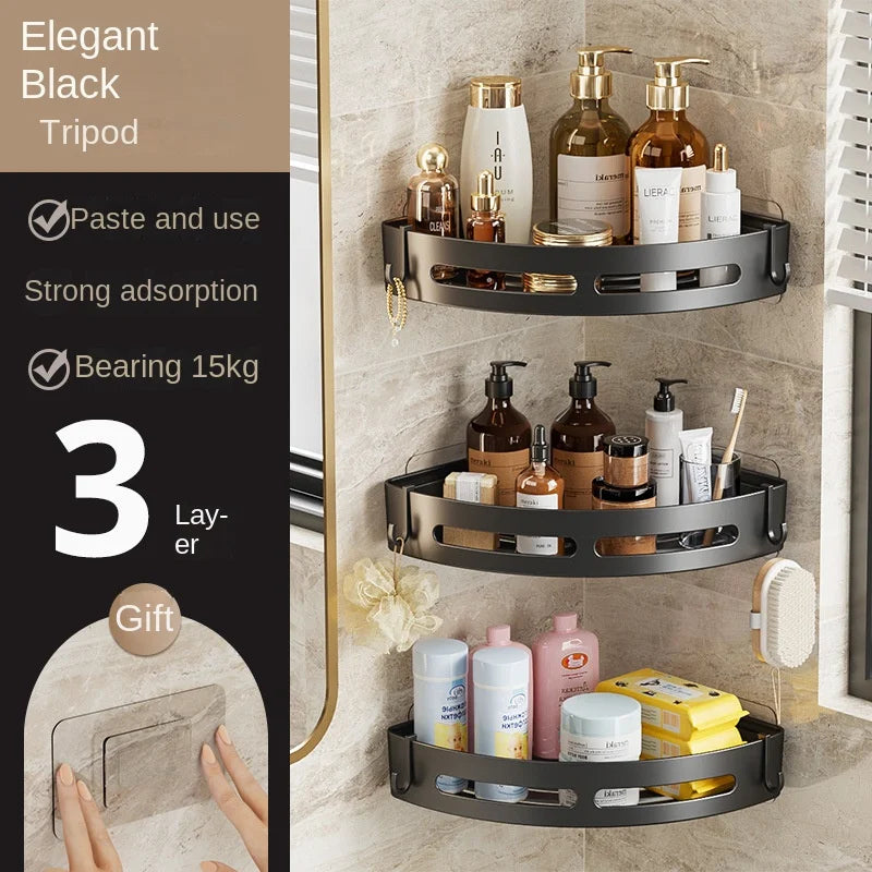 Shelf Storage Upgraded Waterproof Bathroom Organizer Shampoo & Towel Holder Wall Mount