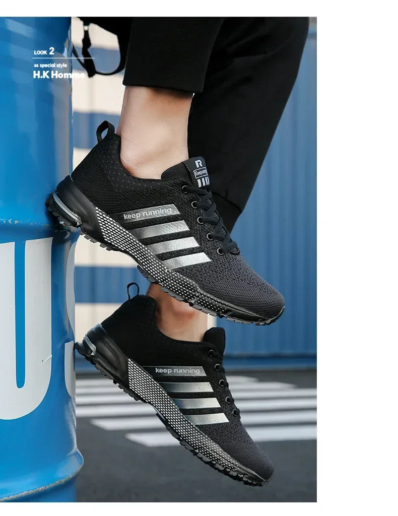 Men Sneakers Fashion Breathable Mesh Comfortable Black Sports Shoes
