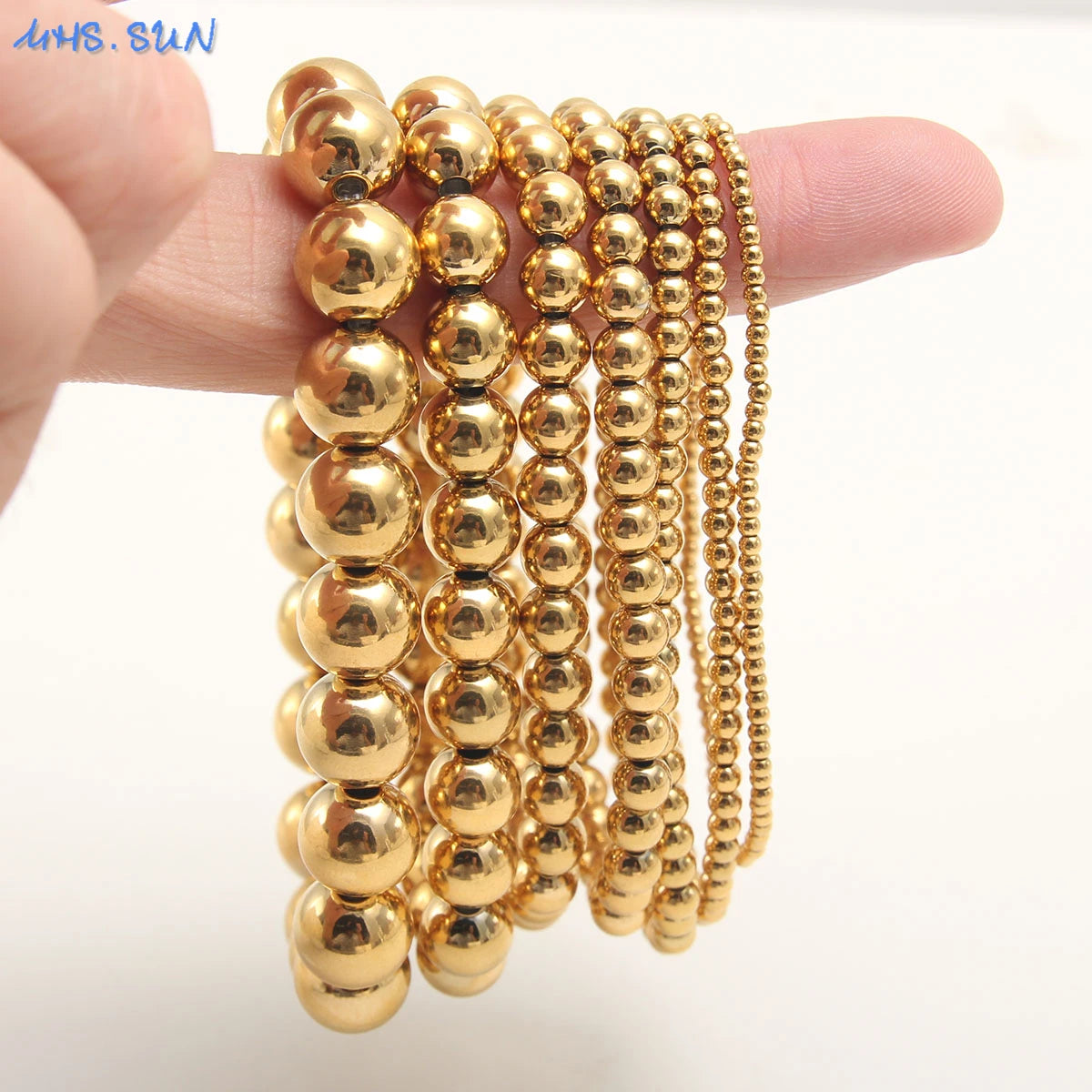 Bracelets Gold Sliver Color  Beaded Bracelet For Women Men Jewelry