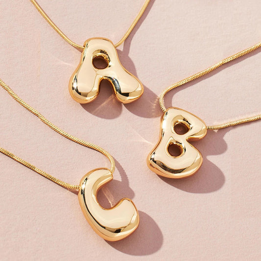 Necklace for Women Girls Chunky Bubble Letter Pendant Necklaces Trendy Collar Jewelry Gift
