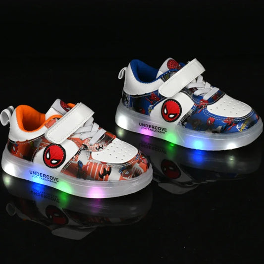 Disney Led Light Shoes for Kids Fashion Cartoon Spiderman
