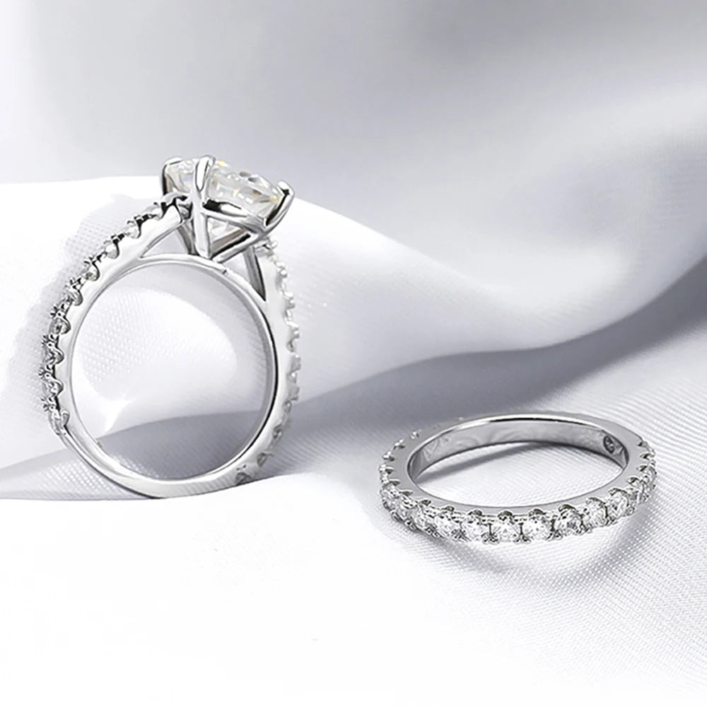 Rings Set for Women Man Wedding Bridal Gift 100% S925 Sterling Silver Row Rings Fine Jewelry