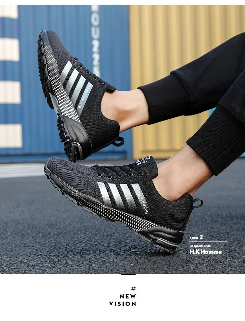 Men Sneakers Fashion Breathable Mesh Comfortable Black Sports Shoes