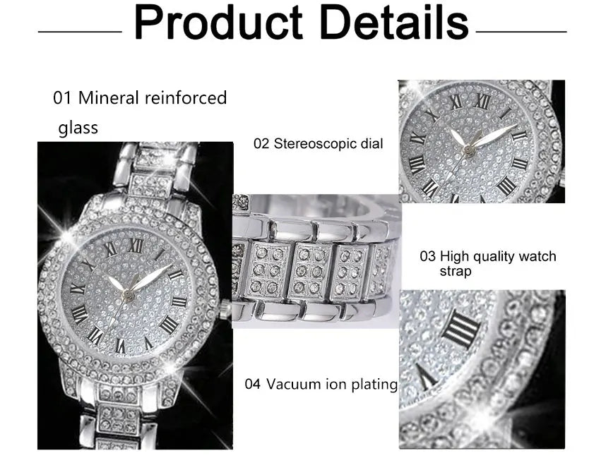 Watch Luxury Elegant Alloy  Watch Alloy Rhinestone Bracelet Montre