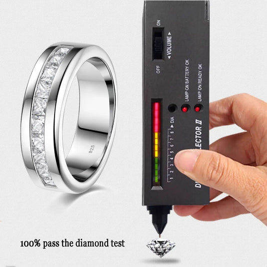 Sterling Silver Moissanite Mens  Ring Luxury Jewelry