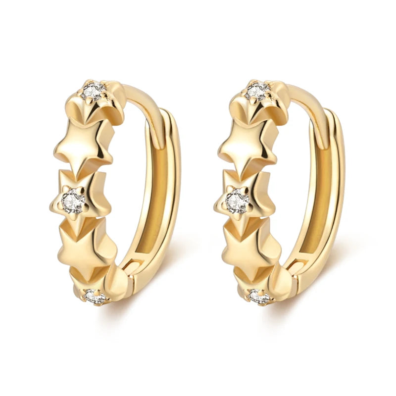 Classic Earrings 925 Silver Stars Moons Jewelry Gift