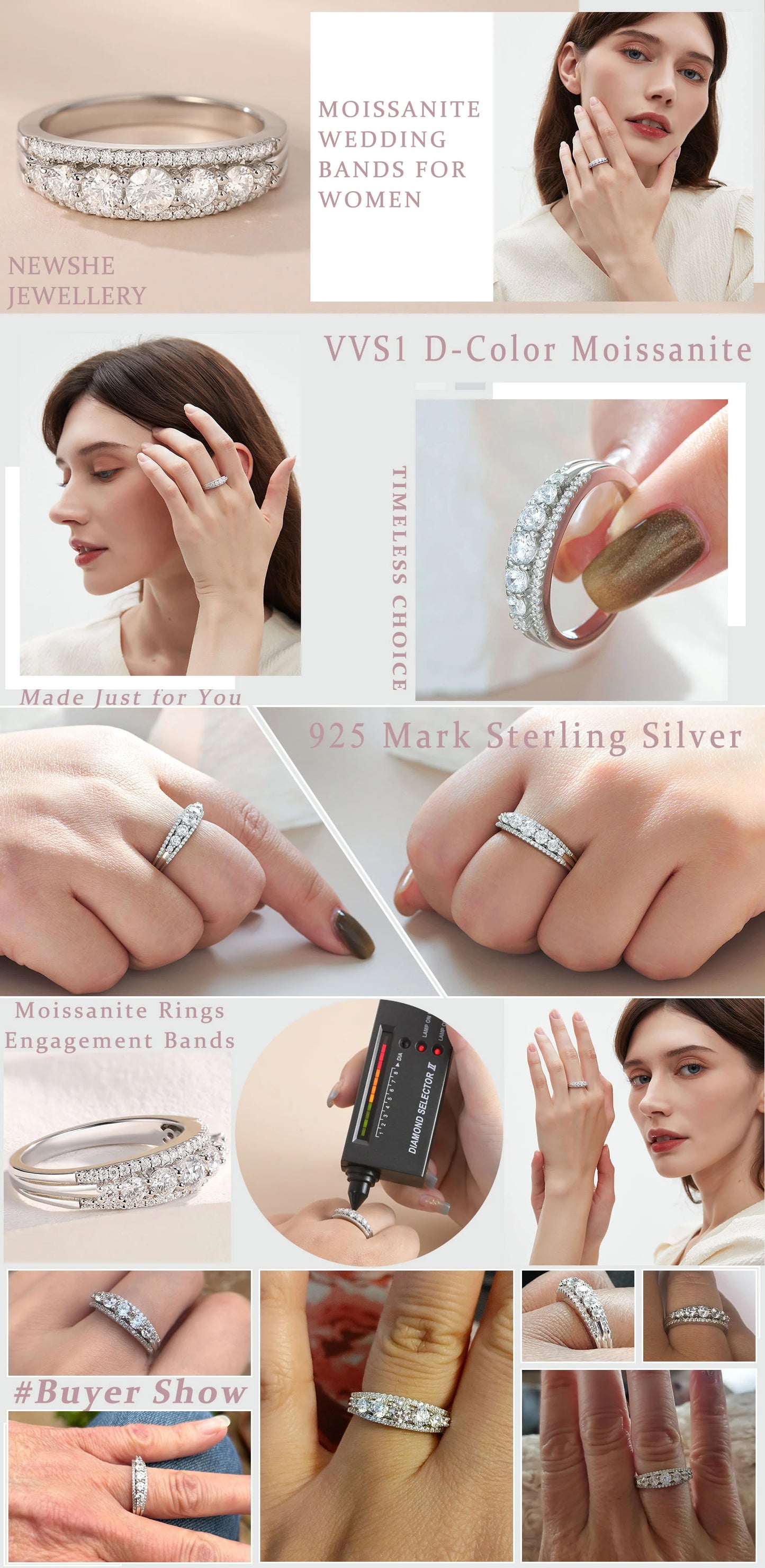 Rings for Women Original 925 Sterling Silver Eternity Band Brilliant Engagement Ring Jewelry