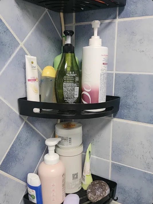 Shelf Storage Upgraded Waterproof Bathroom Organizer Shampoo & Towel Holder Wall Mount
