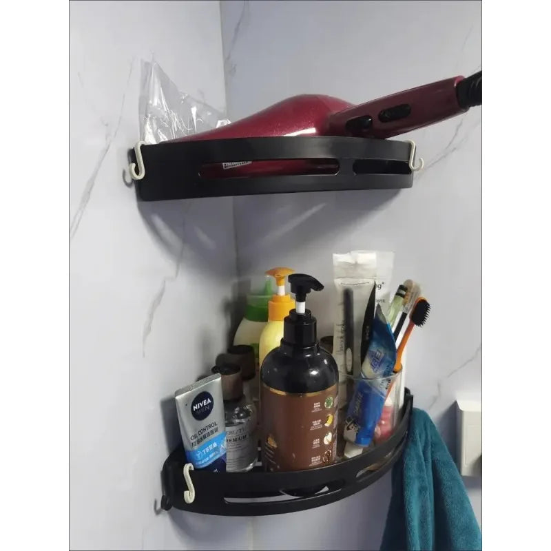 Shelf Storage Upgraded Waterproof Bathroom Organizer Shampoo & Towel Holder Wall Mount