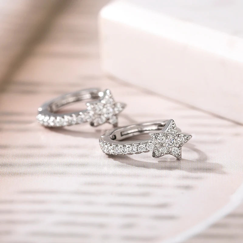 Earrings with Dazzling CZ Simple Stylish Ear Accessories for Women Silver Color Exquisite Girls Jewelry