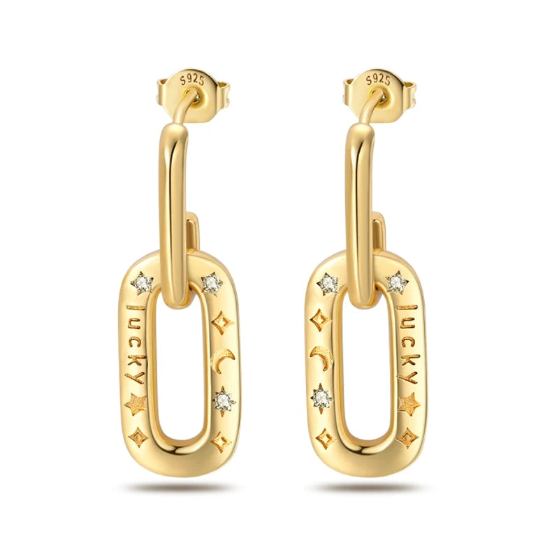 Classic Earrings 925 Silver Stars Moons Jewelry Gift