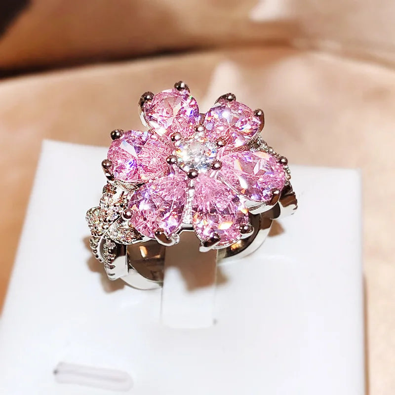 Pink Crystal Stone Ring  Jewelry