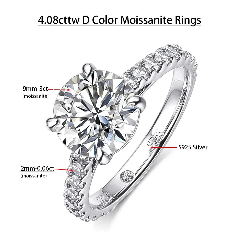 Rings Set for Women Man Wedding Bridal Gift 100% S925 Sterling Silver Row Rings Fine Jewelry