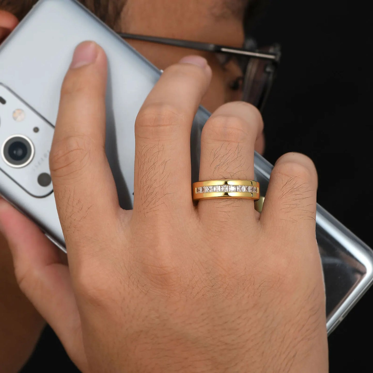 Sterling Silver Moissanite Mens  Ring Luxury Jewelry