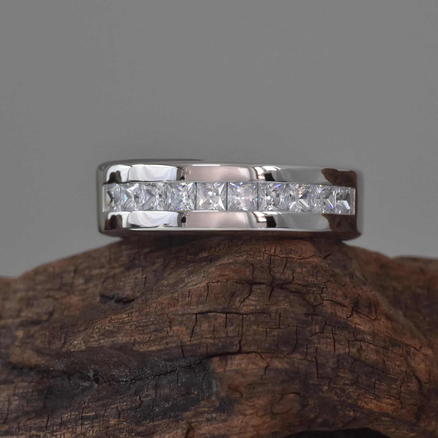 Sterling Silver Moissanite Mens  Ring Luxury Jewelry
