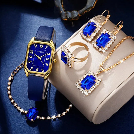 Watches Brand Ladies Quartz Wristwatch Classic Simple Femme Blue Leather Band Relogio Feminino