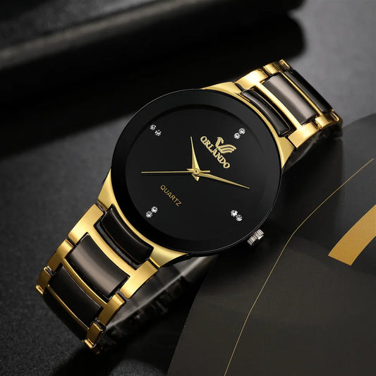 steel quartz men business watch