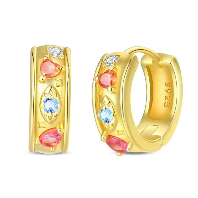 Classic Earrings 925 Silver Stars Moons Jewelry Gift