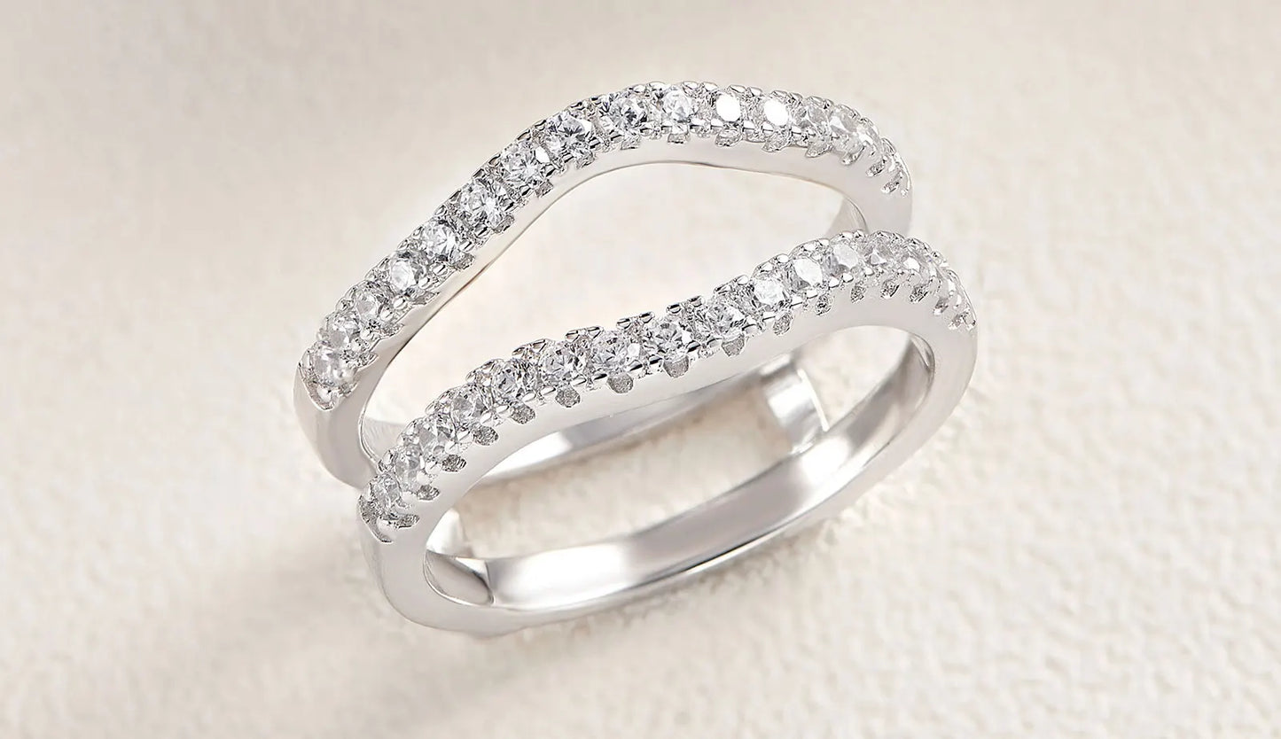 Silver Engagement Ring Enhancer Wedding Band for Women