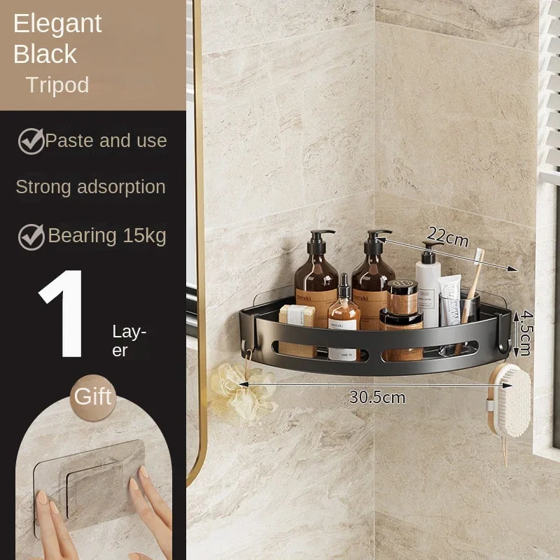 Shelf Storage Upgraded Waterproof Bathroom Organizer Shampoo & Towel Holder Wall Mount