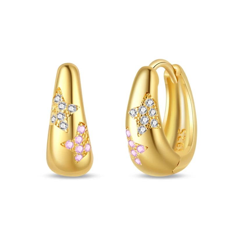 Classic Earrings 925 Silver Stars Moons Jewelry Gift