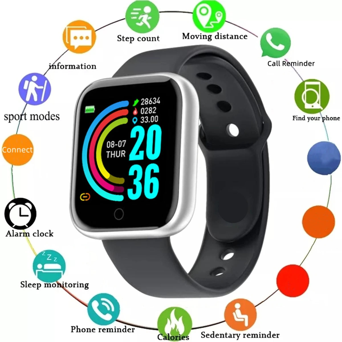 Smartwatch Men Women Wristwatches Smart Watch Message Fitness Monitor